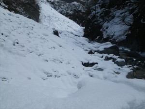 雪で埋まってしまった大露天風呂